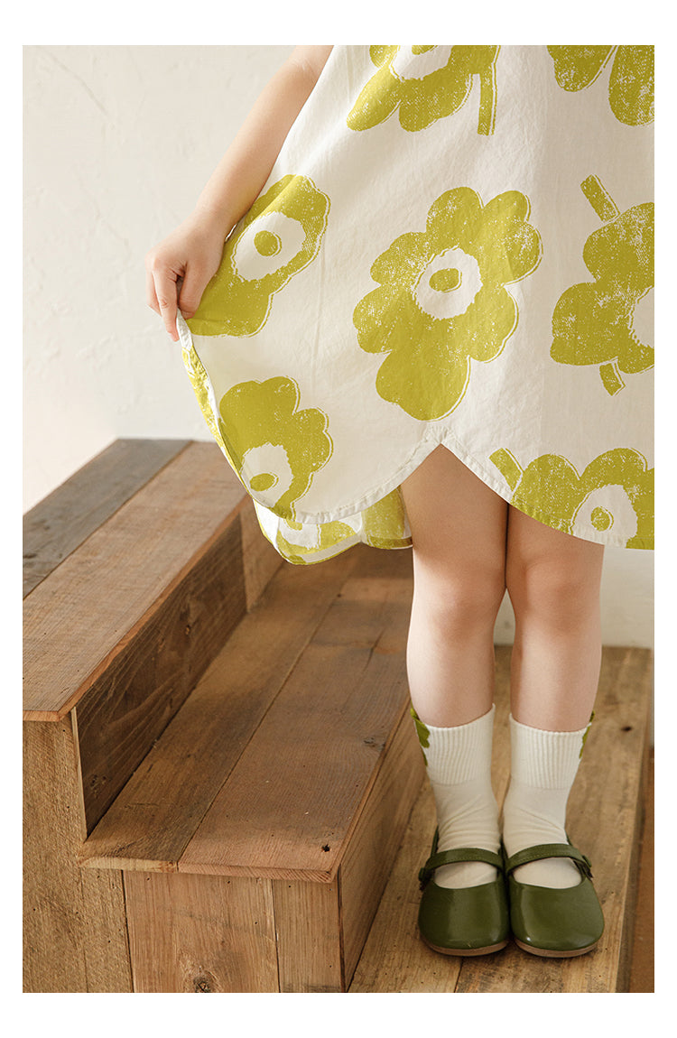 Vestido Túnica Floral Niña | Dobladillo Pétalo y Corte Trapecio Inspiración Asiática