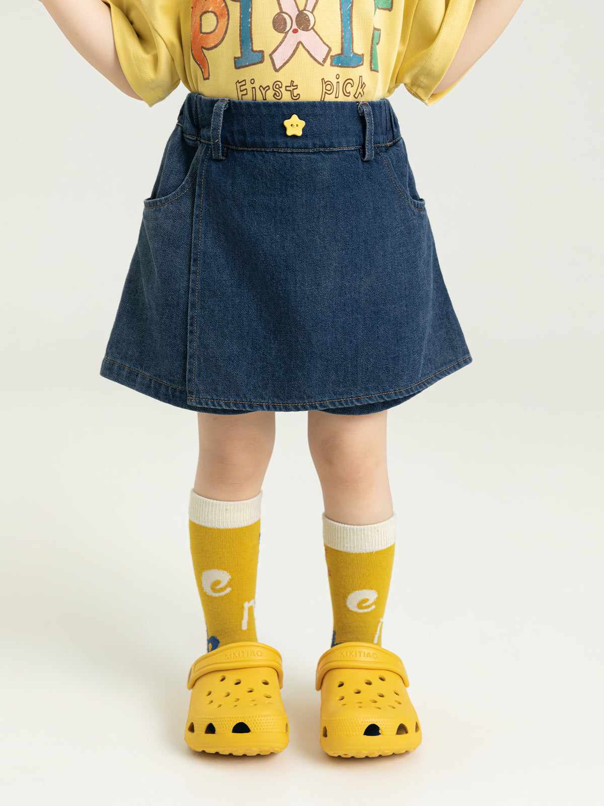 Falda Short de Mezclilla Niña | Diseño 2 en 1 con Solapa Cruzada