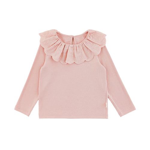 Blusa Manga Larga Niña | Cuello Holán Bordado Estilo Romántico