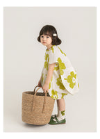 Vestido Túnica Floral Niña | Dobladillo Pétalo y Corte Trapecio Inspiración Asiática