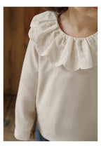 Blusa Manga Larga Niña | Cuello Holán Bordado Estilo Romántico