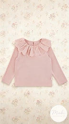 Blusa Manga Larga Niña | Cuello Holán Bordado Estilo Romántico
