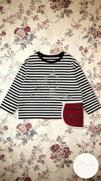 Playera Manga Larga Oversize Unisex | Rayas Americanas e Ilustración Boceto