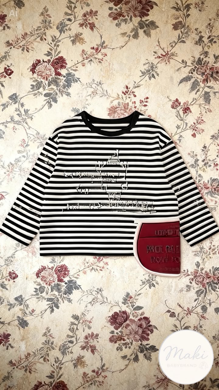 Playera Manga Larga Oversize Unisex | Rayas Americanas e Ilustración Boceto