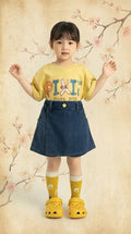 Falda Short de Mezclilla Niña | Diseño 2 en 1 con Solapa Cruzada