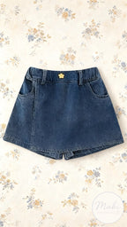 Falda Short de Mezclilla Niña | Diseño 2 en 1 con Solapa Cruzada
