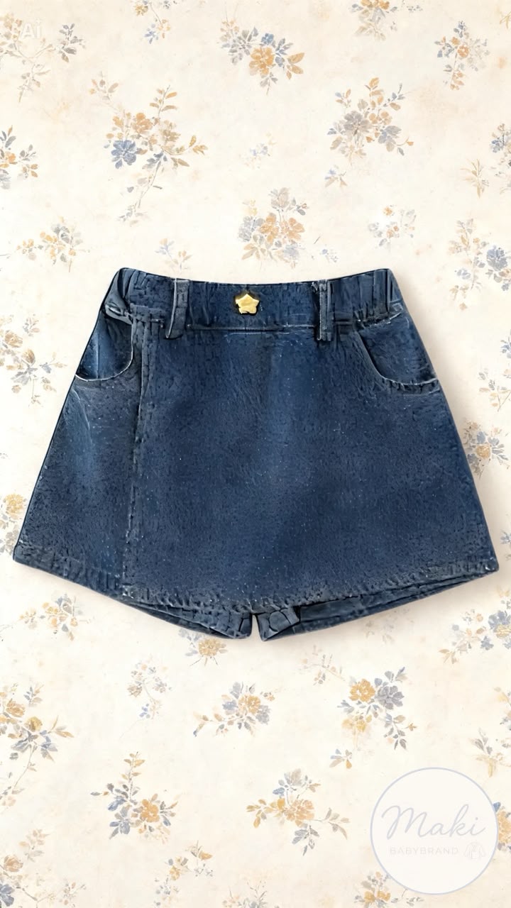 Falda Short de Mezclilla Niña | Diseño 2 en 1 con Solapa Cruzada