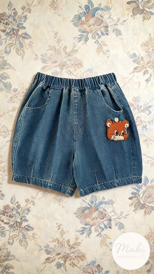 Bermuda Mezclilla | Estilo Balloon Retro con Osito Colgante