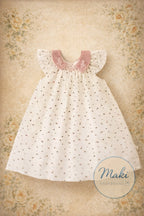 Vestido Floral Niña | Cuello Bobo Bordado Estilo Cottage Core y Romántico Asiático