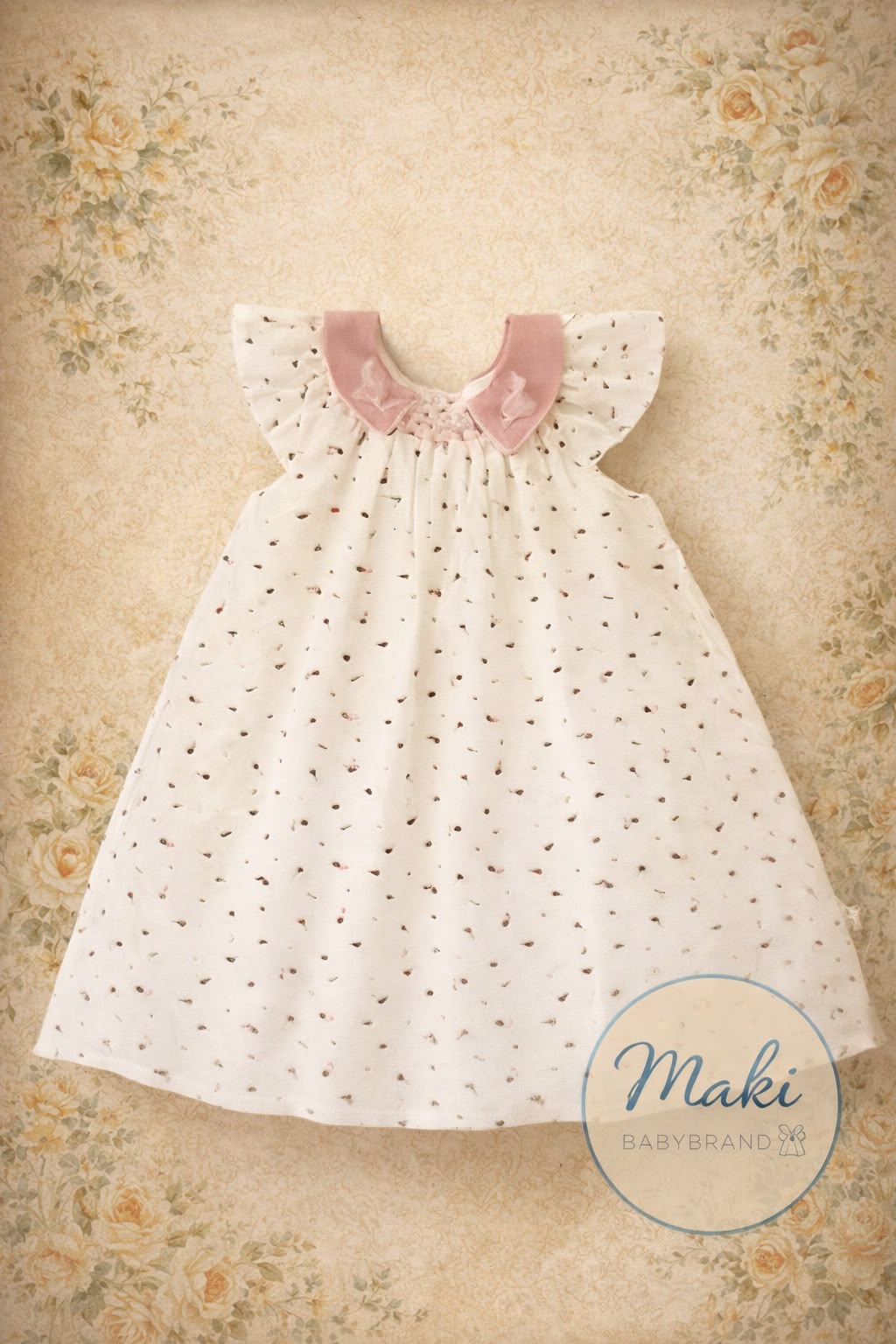 Vestido Floral Niña | Cuello Bobo Bordado Estilo Cottage Core y Romántico Asiático