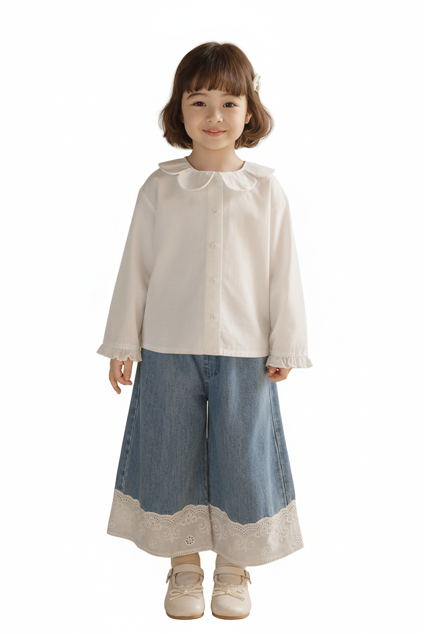Jeans Wide Leg Encaje
