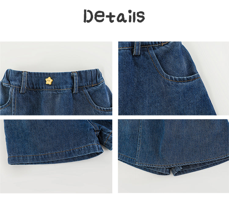 Falda Short de Mezclilla Niña | Diseño 2 en 1 con Solapa Cruzada
