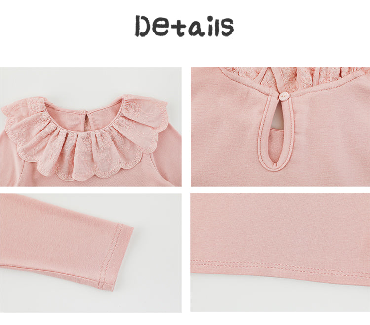 Blusa Manga Larga Niña | Cuello Holán Bordado Estilo Romántico
