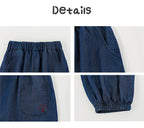 Jogger de Mezclilla Unisex | Relaxed Fit con Cintura Fruncida y Bolsa Bordada