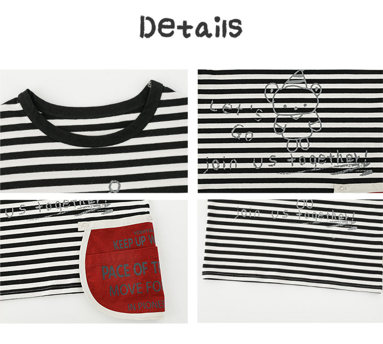 Playera Manga Larga Oversize Unisex | Rayas Americanas e Ilustración Boceto
