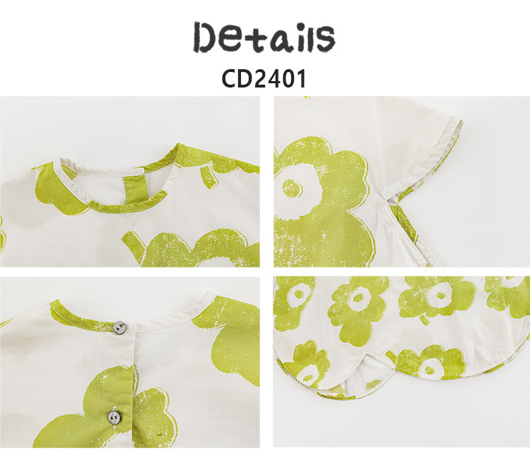 Vestido Túnica Floral Niña | Dobladillo Pétalo y Corte Trapecio Inspiración Asiática