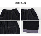 Jeans Wide Leg | Mezclilla Suave con Pespuntes Blancos y Dobladillo a Rayas