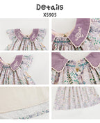 Vestido Floral Niña | Cuello Bobo Bordado Estilo Cottage Core y Romántico Asiático